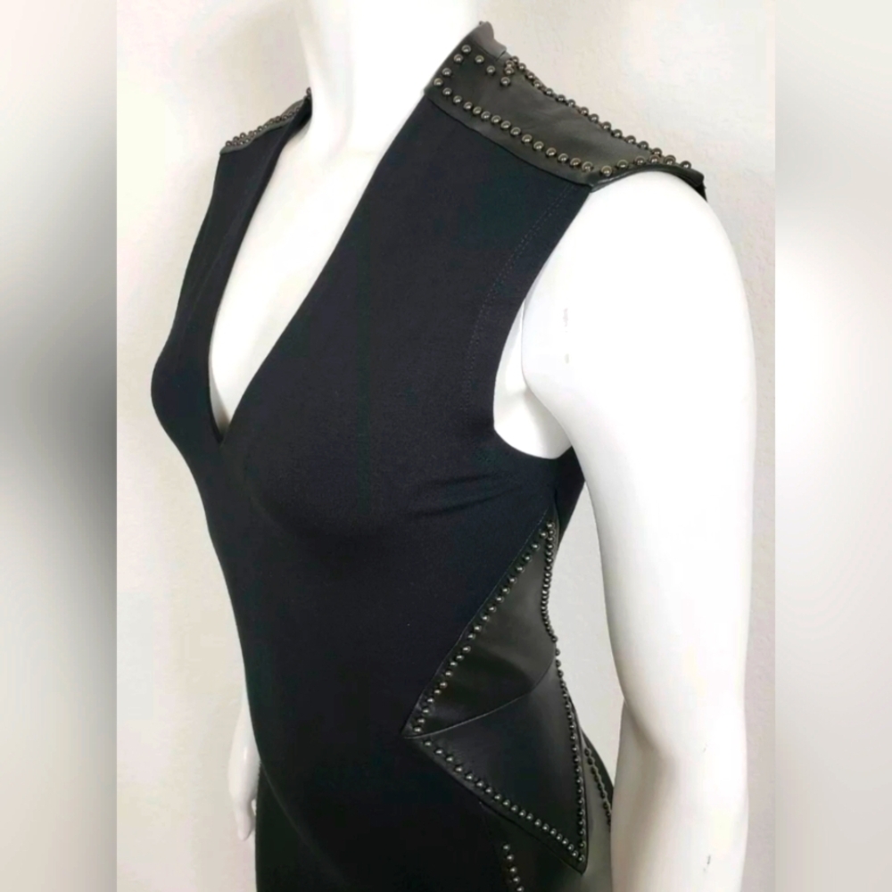 Haute Hippie - Chic Black Stretch Leather Studded Dress